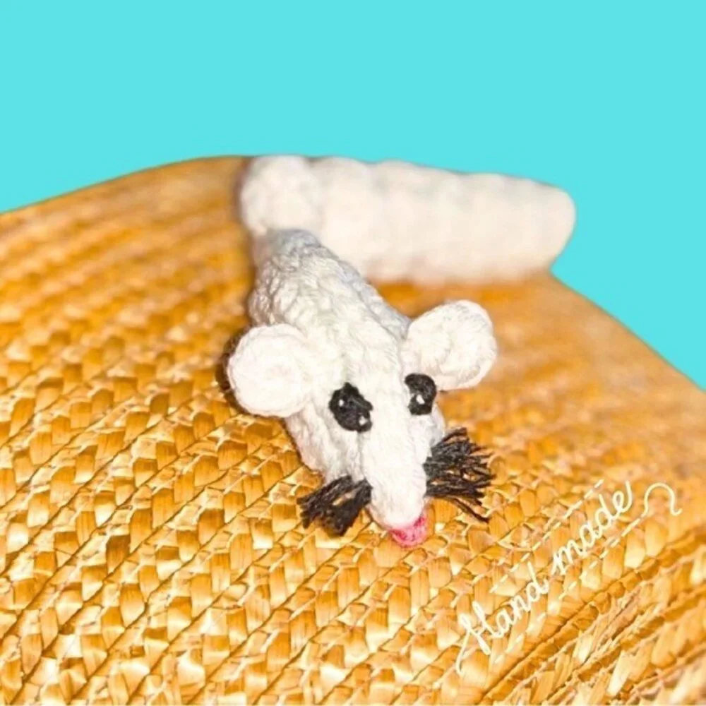 Cat Toy 100% Cotton Crochet Handmade Natural Material Soft on Paws Curly-Q Tail